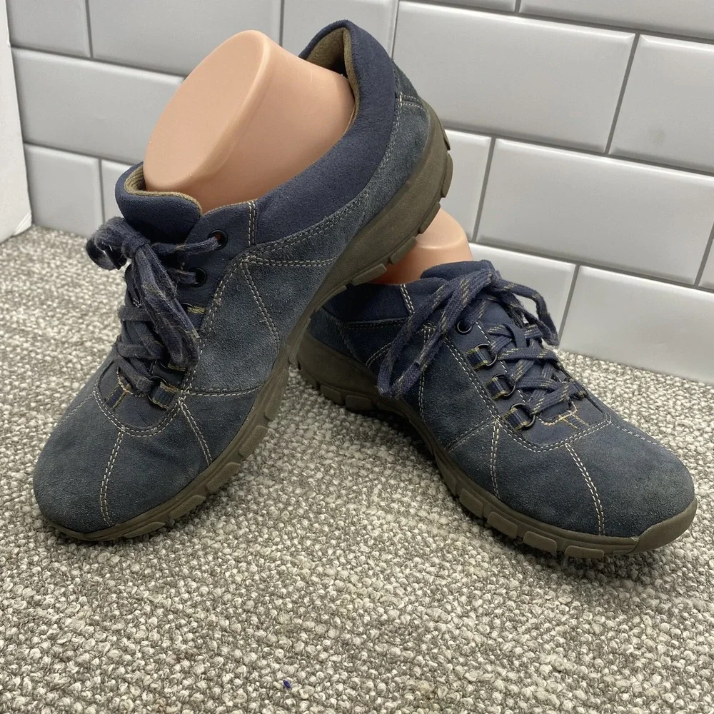 Clarks‎ Women's Shoes Sz 9 Wide Blue Leather Lace Up Comfy Ortho Support S7